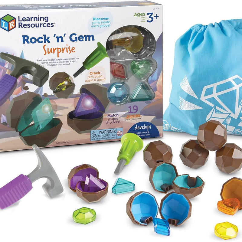 Learning Resources Rock 'n Gem Surprise, 19 Pieces, Ages 3+ Toddler Learning Toys for Sorting and Matching STEM Skills