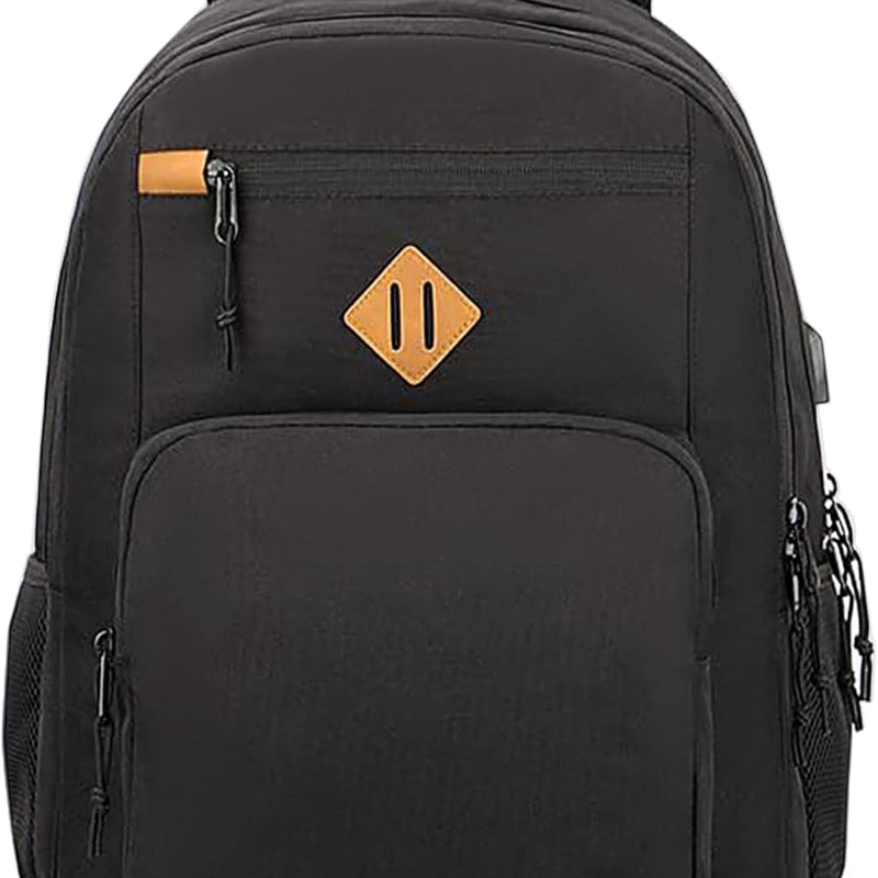 KEOFID Travel backpack for Men and Women, Anti Theft Laptop Backpack with USB Charging Port for Work, Large Bag for College, Carry-on Backpack with Luggage Strap, Water Resistent(Black)