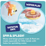 TOMY Toomies Splash & Float Bingo and Bluey Water Toys - 2-in-1 Toddler Bath & Pool Play Set with Pour Cups & Water Wheels