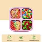 KEMETHY 6 Pcs Bento Snack Containers, Reusable 4 Compartment Food Storage Container with Lids, Divided Lunchable Container, Freezer, Microwave & Dishwasher Safe (6 Color)