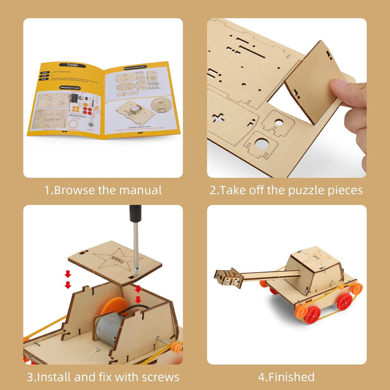 Yutin STEM Kits for Kids Age 8-10 10-12, 6 Set Wood Building Projects Crafts Science Model Car Kits for Kids Age 8-12, Wooden 3D Puzzles, STEM Toys for Boys 8 9 10 12 13 Year Old Birthday Gifts