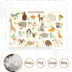Babebay Disposable Stick-on Placemats 40 Pack for Baby & Kids & Toddler, Sticky Placemats Restaurant Table Mats 12" x 18" (Animal Alphabet)