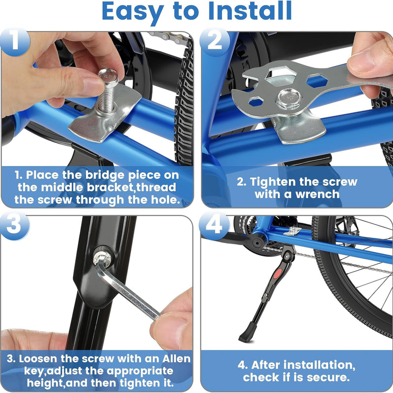 veckuson kickstand for kids bikes, 16-22 inch adjustable aluminum alloy center mount