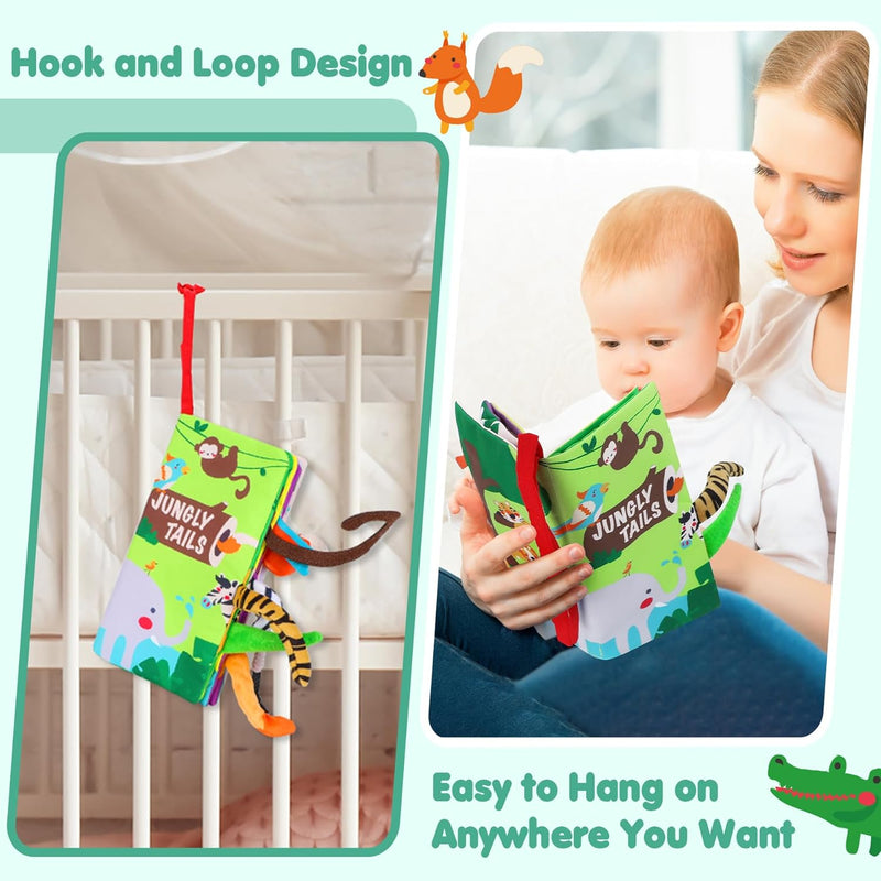 beiens baby books toys, touch and feel crinkle cloth book for infant 0-12 months, early development interactive stroller soft toys