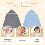 Hooded Towel for Newborn, 2 Pack Soft Coral Fleece Baby Towels | Ultra Absorbent Bath Cloths Bulk for Infants, Toddlers, Newborn Essential- 30 x 30 inch - Grey & Blue