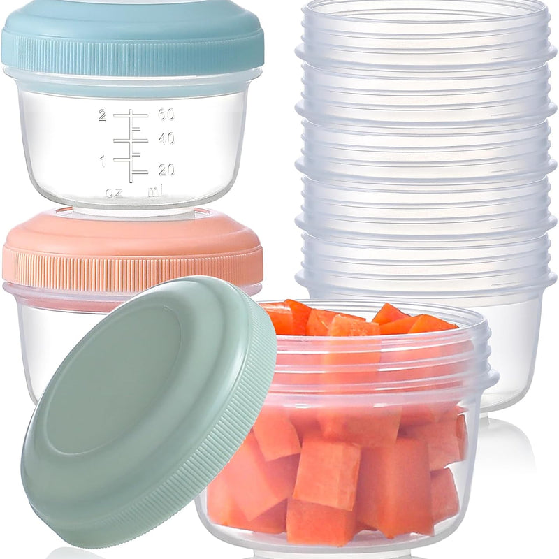 VITEVER [16 Pack] 4 oz Small Containers with Lids, Reusable Plastic Jars for Snack and Puree, Salad Dressing Container to Go, Deli Containers, Freezer Baby Food Containers, Dishwasher Safe, BPA Free
