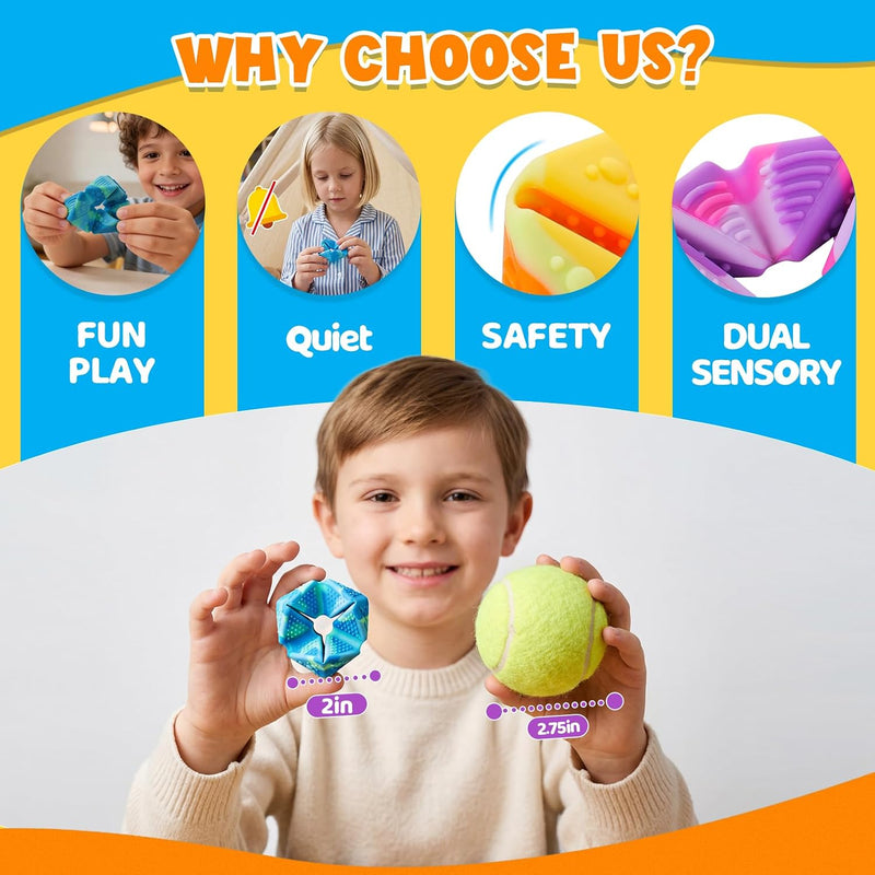 KLT Fidget Sensory Toys for Kids: 3 Pack Textured Flip Toys - Quiet Small Fidgets for Classroom Focus - Stress Relief Toys for Autism & ADHD Calm Down