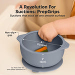 KeaBabies 2-Pack Baby Bowls with Suctions, Lids, BPA-Free Silicone (Slate) | Toddler Suction Bowls for Baby Boys, Girls, Kids, Food Grade Silicone, Dishwasher Safe, BLW Feeding, Baby Eating Essentials