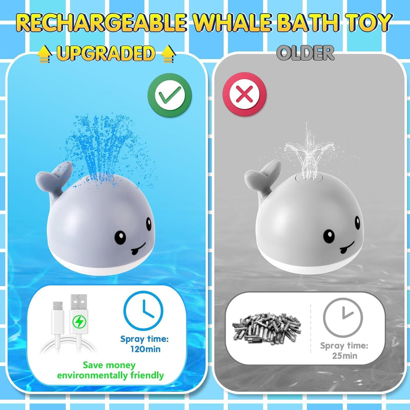 Gigilli Rechargeable Light-Up Whale Bath Toy: Fun Water Sprinkler for Toddlers 1-3 Years