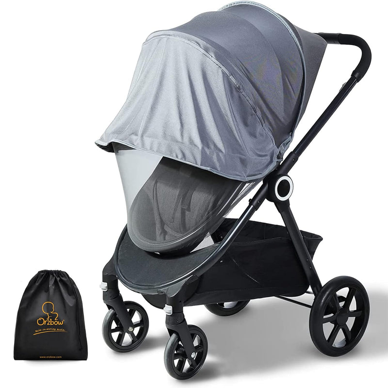 Orzbow Baby Mosquito Net for Stroller, Universal Fit, Breathable, Black | Tear-Resistant Mesh, Insect Barrier w/Travel Bag for Stroller, Car Seat, Bassinet, Cradle, Mini Cribs, Baby Summer Essential