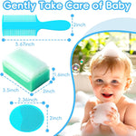 Cradle Cap Brush for Babies, Set of 5 Baby Bath Essentials with Bath Sponge Silicone Scrubber Long Handle Comb for Newborns Toddlers Boys Girls (Green)