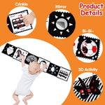 Black and White High Contrast Toys for Baby 0-3 3-6 months Infant Tummy Time Soft Crinkle Book Mirror Sensory Toys 0 2 4 5 6 Month Old Babies Boy Gril Newborn Development Christmas Stocking Stuffer