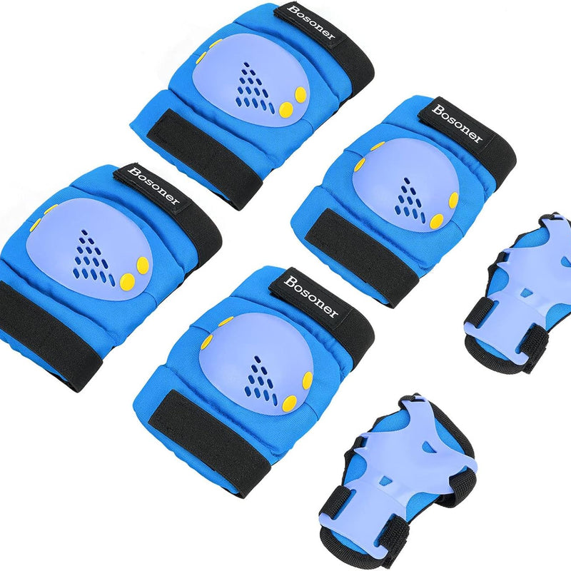 BOSONER Kids/Youth Knee Pads Elbow Pads Wrist Guards Set - Protective Gear for Roller Skates, Cycling, and Scooter Riding