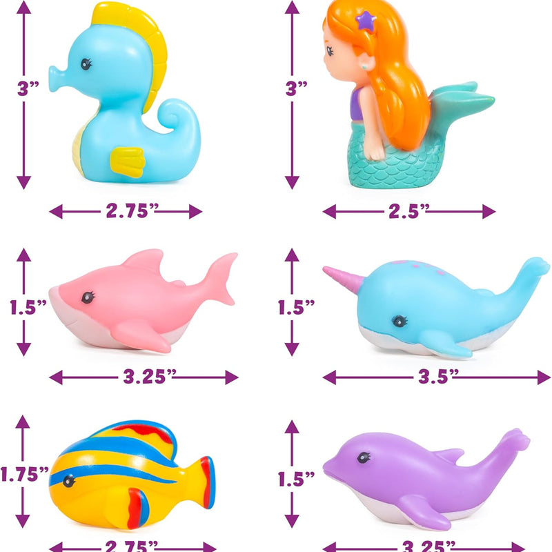 Tub Works® Mermaid Lagoon™ Light Up Bath Toys, 6 Pack | Water-Activated Flashing Color-Changing Sensory Toys