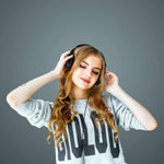 LORELEI X6 Over-Ear Wired Stereo Bass Headphones with Microphone, Lightweight, Foldable & Portable with 1.45M No-Tangle for Smartphone, Tablet, MP3/4, Space Black