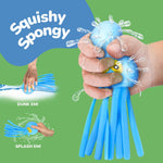 ArtCreativity octopus water balls, 3-pack, non-toxic durable rubber, bright blue green pink, 7.5" tall, 2.5" wide, 1-3 years, bath toys for kids