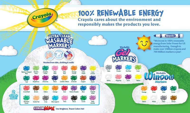 Crayola Washable Broad Line Marker Variety Set (64ct), Teacher School Supplies for Toddlers & Kids, Ultra-Clean, Window, & Gel FX Markers for Kids, 3+