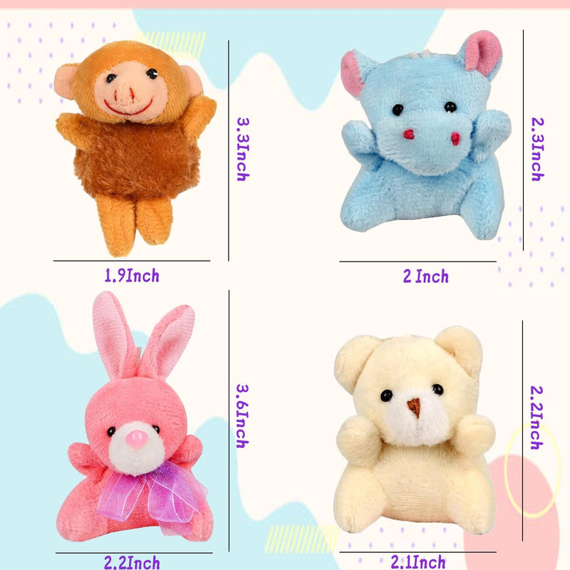 Mini Plush Animal Toy Set,Cute Animals Keychain Decoration for Kids,Goodie Bag Fillers, Basket Stuffers, School Prizes, Valentine's Day Party Supplies (12pcs)