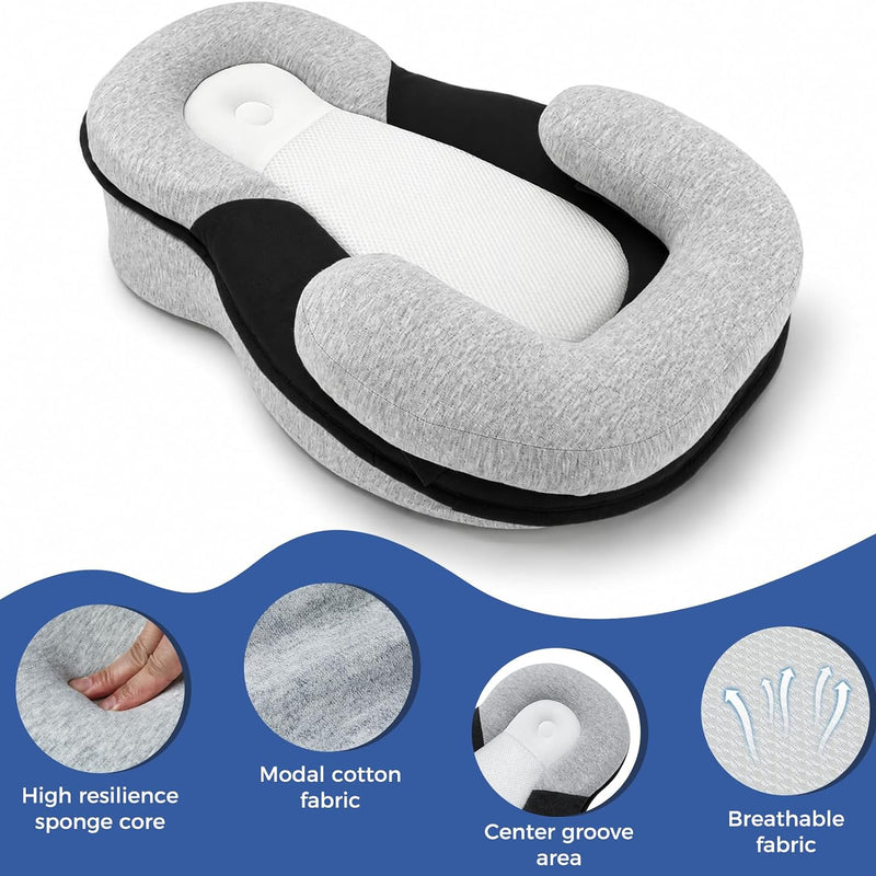 Baby Feeding Support Wedge Pillow, Infant Nursing Cushion with Gentle Incline for Bottle Feeding and Tummy Time, Portable Lounger Support