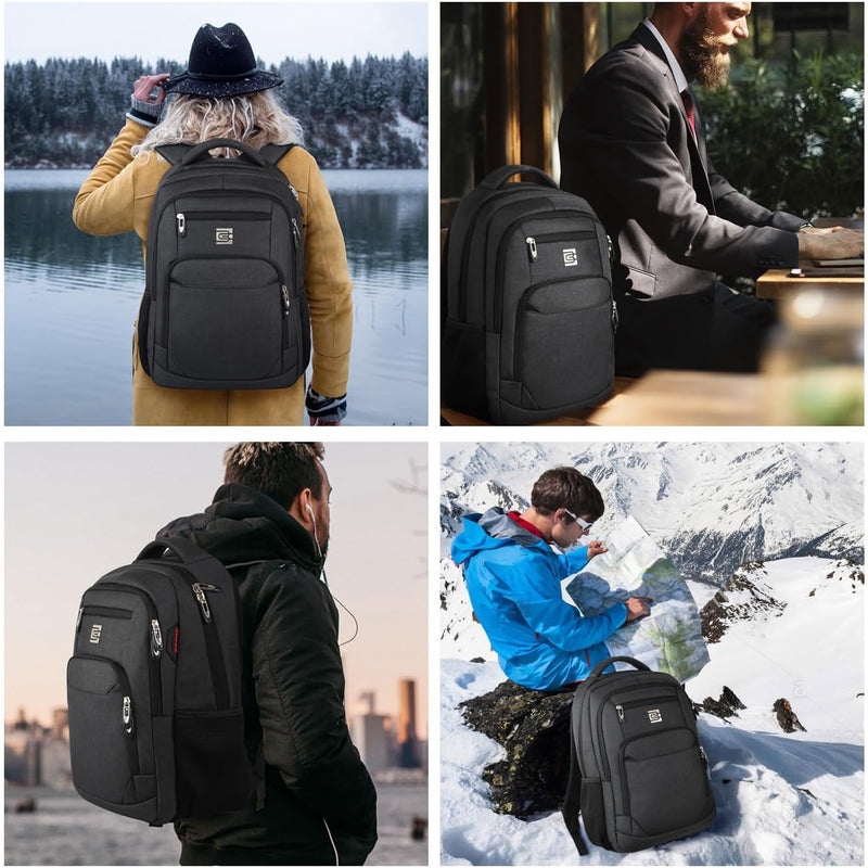 Volher Laptop Backpack,Business Travel Anti Theft Slim Durable Laptops Backpack,Water Resistant College Computer Bag for Women & Men Fits 15.6 Inch Laptop and Notebook - Black