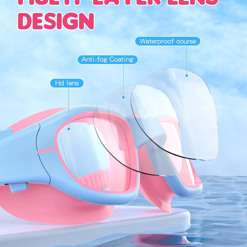 Kids Swim Goggles,Swimming Goggles for Kids 6-14, Anti-Fog UV Protection Pool Glasses for Boys Girls