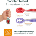 NumNum Baby Spoons Self Feeding 6 Months, 6-Pack Rainbow | First Stage Silicone Pre Spoon Utensils For Baby Led Weaning, BPA Free Baby Feeding Essentials, Dishwasher Safe
