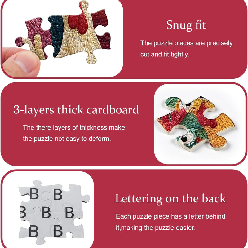 Chicken Puzzles for Adults, 1000 Piece Jigsaw Puzzle, Funny and Colorful Chicken Art Challenge