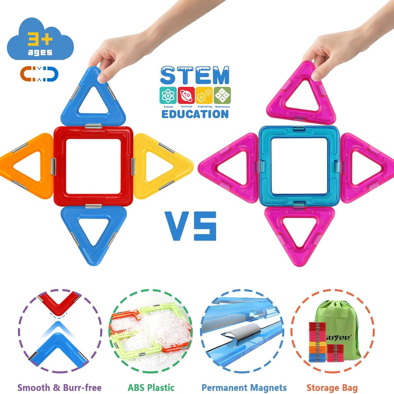Coodoo Upgraded Magnetic Blocks for Learning STEM Toys Compatible with Major Brands Building Blocks