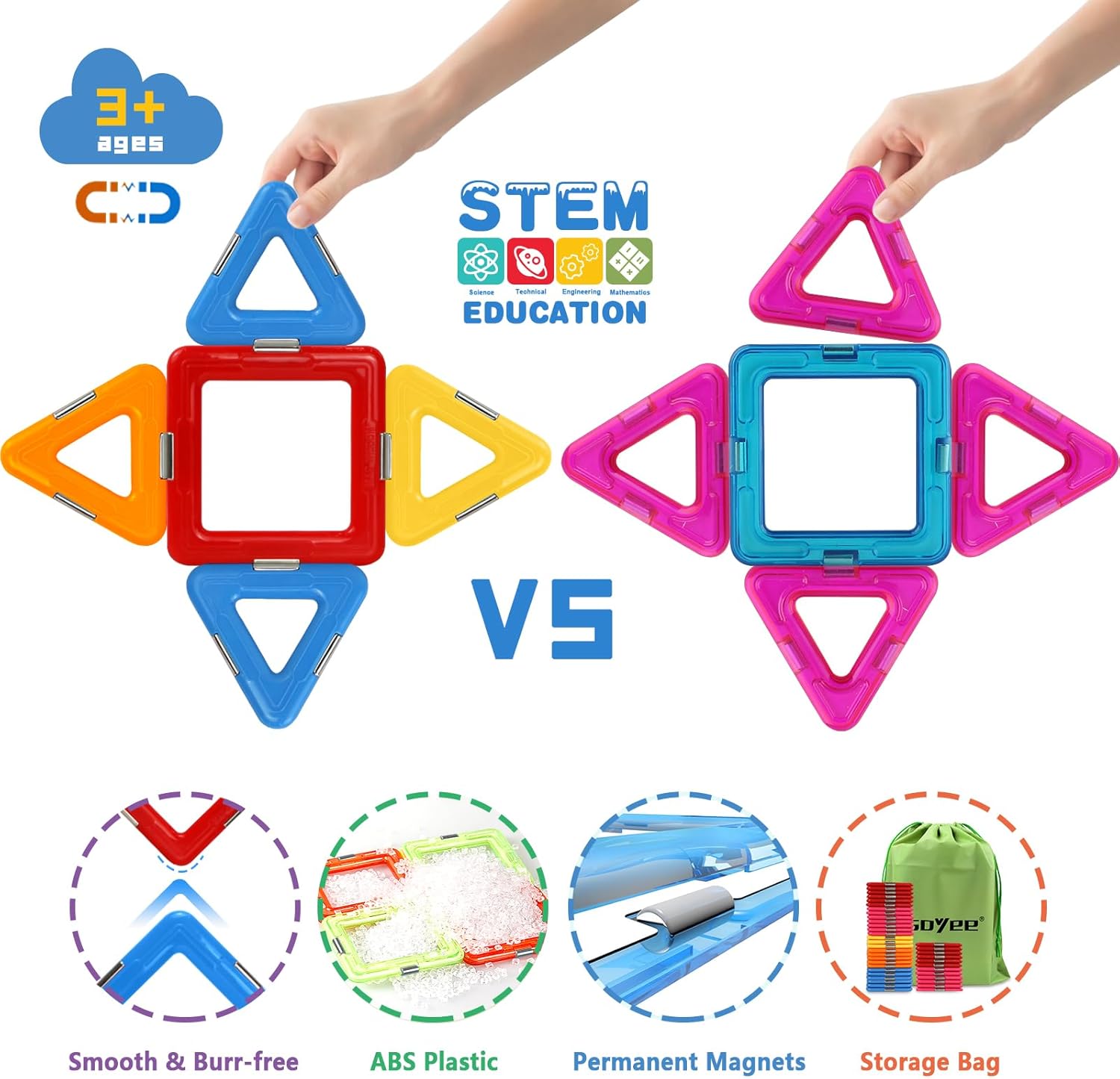 Magnetic STEM Building Tiles – Creative Learning Construction Set for Kids 3+ - ToyTonix