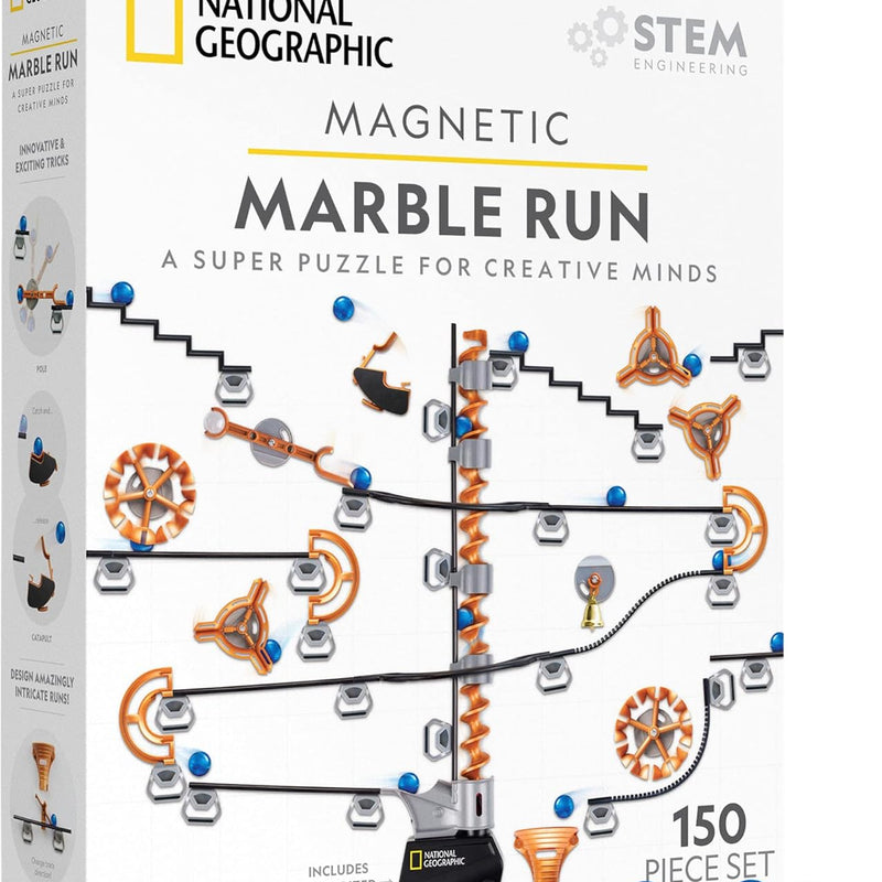 National Geographic Magnetic Marble Run: 75-Piece STEM Building Set for Kids & Adults with Magnetic Track