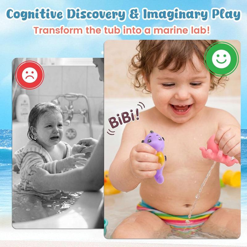 SHINDEL 16 PCS Baby Bath Toys, Ocean Animal Theme | Floating Pool Toys, Water Play Backyard Pool, Gifts for Kids Toddler Boys Girls, Montessori Sensory Bin Fillers