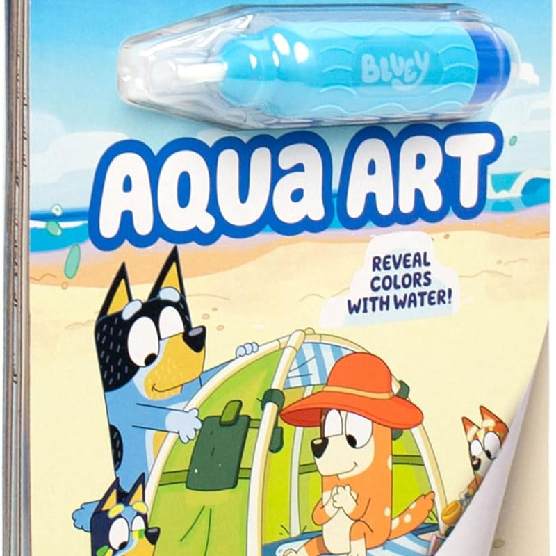 Horizon Group USA Bluey Aqua Art - Reusable Water Reveal Activity Pages With Water Pen for No-Mess Drawing and Coloring