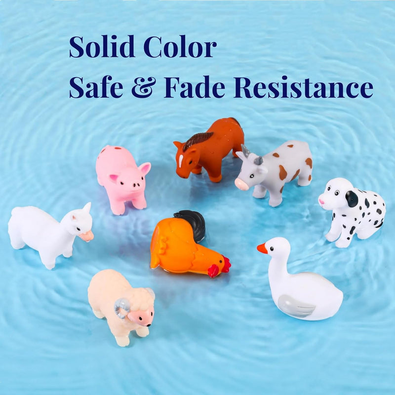 xy-wq bath toys no hole for infants 6-12 toddlers 1-3 8 pcs animal Ⅱ set with mesh bag