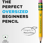 Ticonderoga My First Short Triangular Wood-Cased Pencils, #2 HB Soft, With Erasers, Yellow, 4 Count