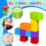 Large Magnetic Building Blocks for Toddlers, 1.65 inch Cubes in Rainbow Theme, 12 PCS, 1-3 Years Old