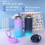 Gonfoam 16oz Kids Stainless Steel Insulated Water Bottle, 2 Pack | DIY Stickers, BPA-free, Leak-proof, Sturdy, Keeps Cold 24h, Easy to Carry, Easy to Clean, Back to School, Gifts