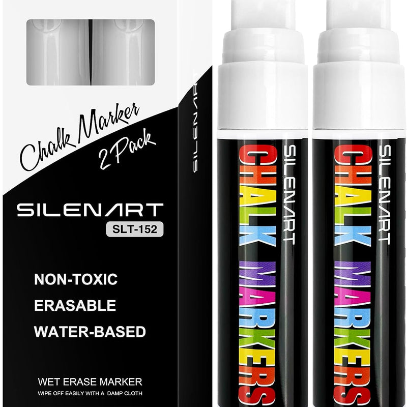 SILENART Liquid Chalk Markers - 8 Vibrant Colors - Chalkboard Markers for Blackboard Glass Window Car Dry Erase Board Acrylic Calendar Board Whiteboard- Wet Erase