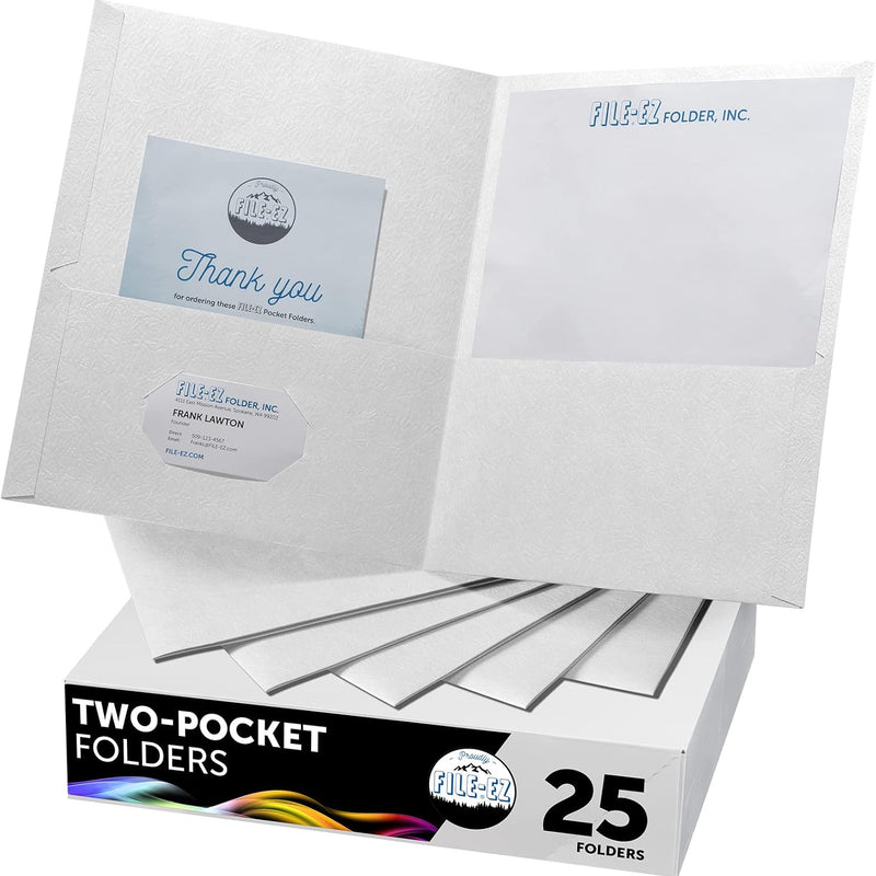 FILE-EZ Two-Pocket Folders, Navy Dark Blue, 25-Pack, Textured Paper, Letter Size (EZ-32523)