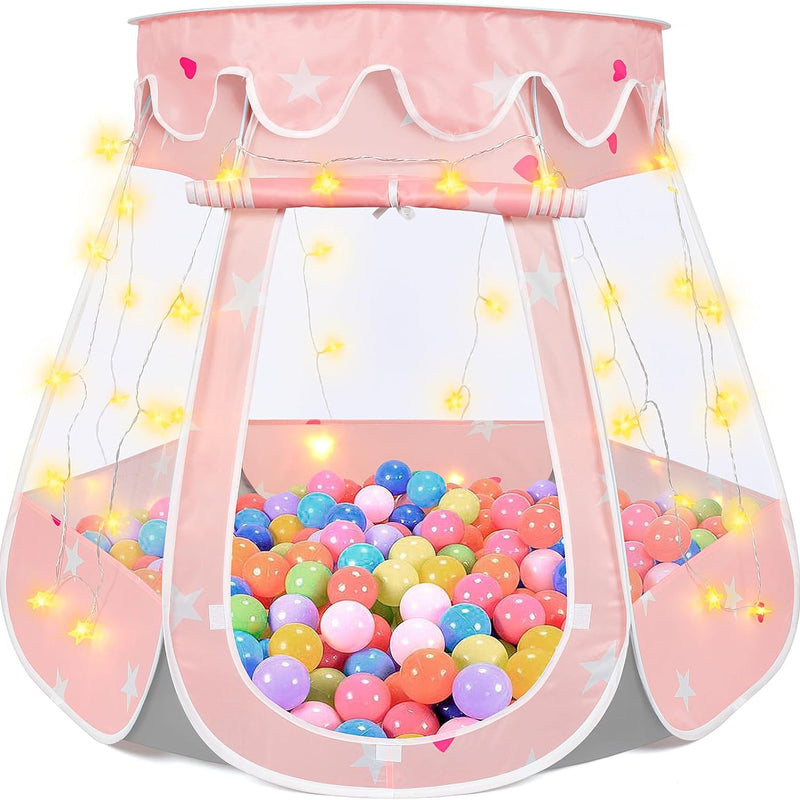 Crayline Pop Up Princess Tent with Star Light for Baby Girl Birthday Gift