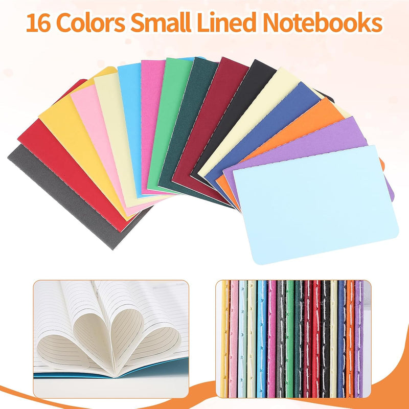 BESARME 16 Pack Mini Notebooks Bulk, A6 Small Lined Pocket Notebook Prizes for Kids Classroom Student Birthday Gifts from Teacher School Supplies Bulk