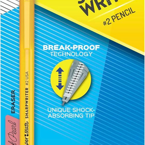 Paper Mate SharpWriter Mechanical Pencils, 0.7mm, HB #2, Yellow, 12 Count