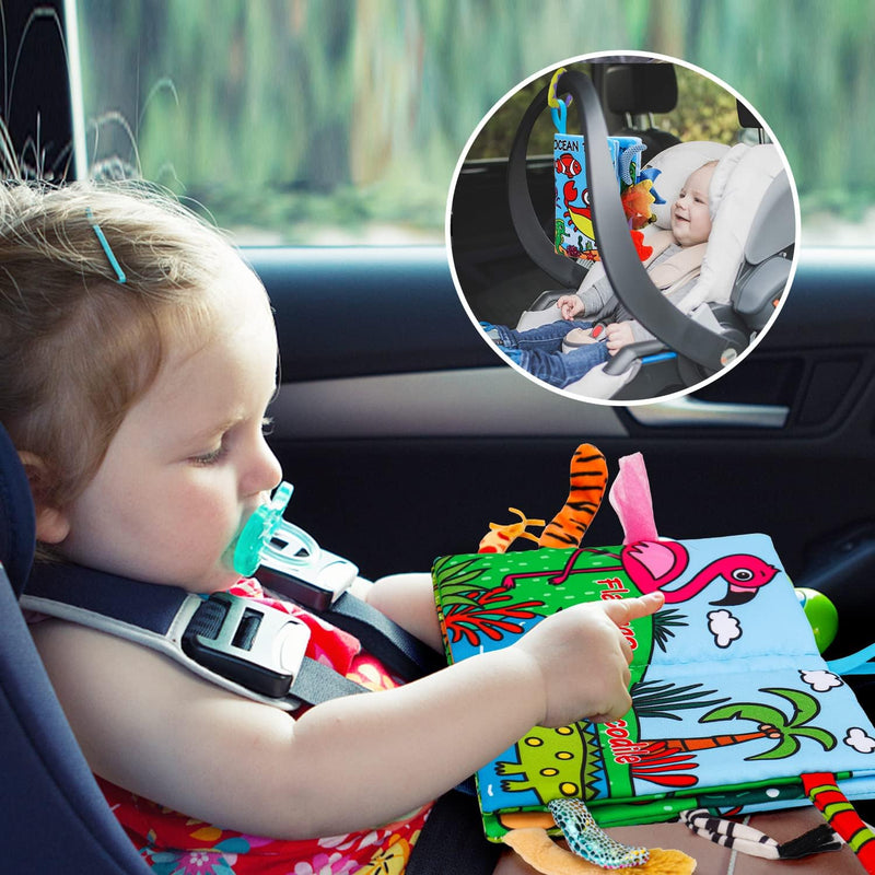 2PCS Baby Books Toys 0-6 Months Infant Tummy Time Sensory Travel Toys | 3 4 5 6 Month Crinkle Touch Feel Busy Soft Book for Babies 0-3-6-12 Month Newborn Essentials Must Haves Boy Girl Shower Gifts
