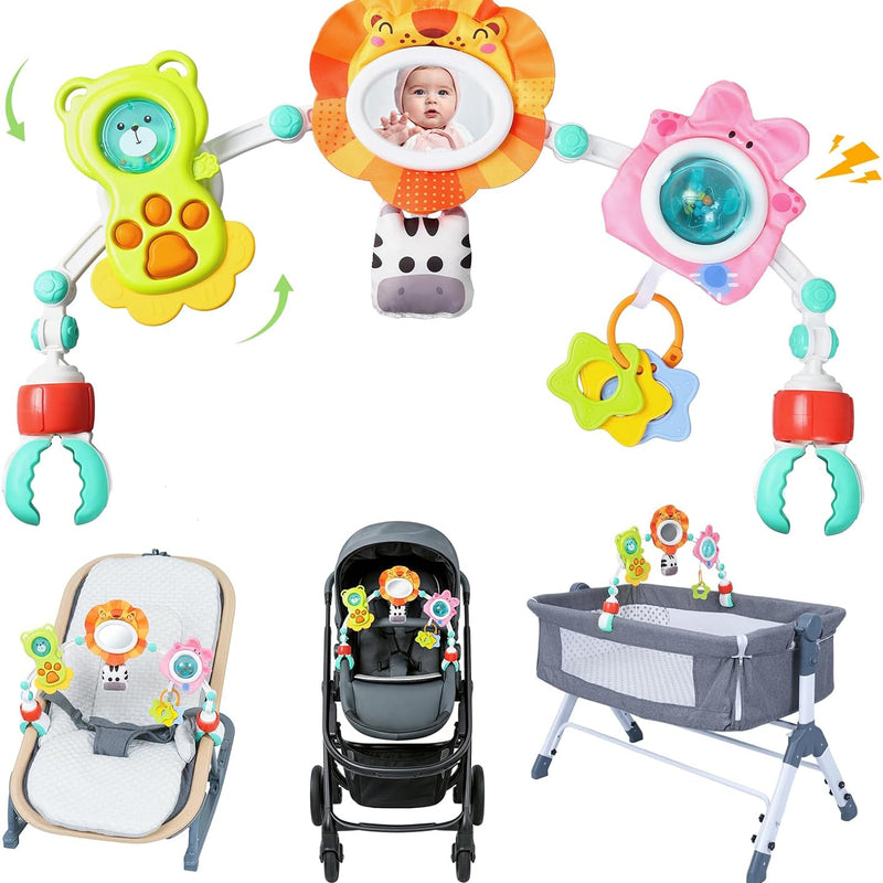 Orzbow Musical Bassinet Toys for Baby, Adjustable Stroller Arch Toy, Bouncer Toy Bar, Baby Mobile, Hanging Toys for Crib & Car Seat, Supports Baby's Motor & Sensory Development, Space