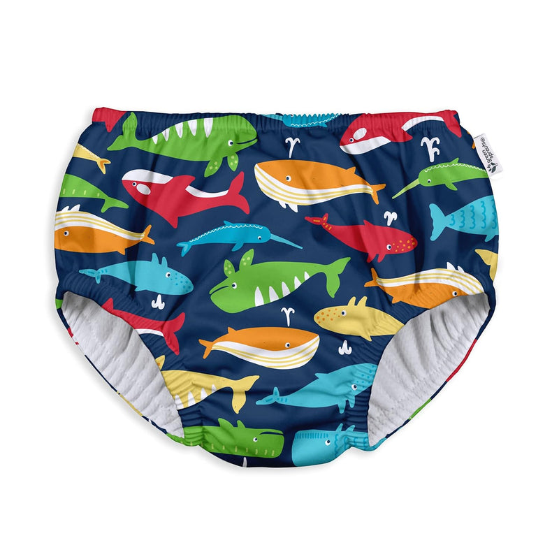green sprouts baby boys Pull-up Reusable Absorbent Swimsuit and Toddler Swim Diaper, Navy Whale League, 3T US