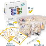 Yutin 5-piece wooden STEM science kits for kids aged 8-12, DIY craft kits with 3D puzzles and building models