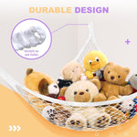Lazebox Stuffed Animal Net Hammock for Plushie Toys, Stuffed Animal Hammock Corner for Kids' Room Decor, Ideas for Organizing Stuffy Collection, White, L (67" x 40" x 40")-Pack of 1