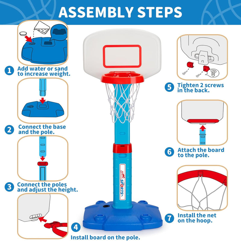 Adjustable Toddler Basketball Hoop Indoor for Kids Age 1-3 with 3 Balls and Mini Basketball Hoop