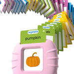 Airbition Talking Flash Cards for Toddlers Montessori Language Learning with 224 Words Pocket Speech Therapy Playthings Children's Sensory Educational Device Pink