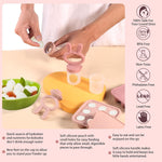Baby Breastmilk Popsicle Molds & Baby Fruit Feeder (4 Pack), Infant Food Freezer Tray Storage Containers, Silicone Teething Pacifier Feeder and Teether for Babies（Pink&Purple）