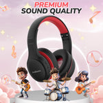 JoySpark Kids Bluetooth Headphones, 60 Hours Playtime, Bluetooth 5.4 Kids Headphones Wireless, Type-C Fast Charging, 85/94dB Volume Limited, Foldable Toddler Wireless Headsets with Mic-Black Red